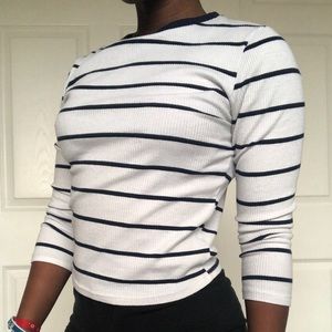 Navy Blue and white long sleeve